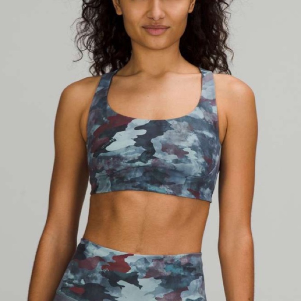 NWOT Lululemon Wunder Train Bra - Heritage Camo Wash Mineral Blue Multi